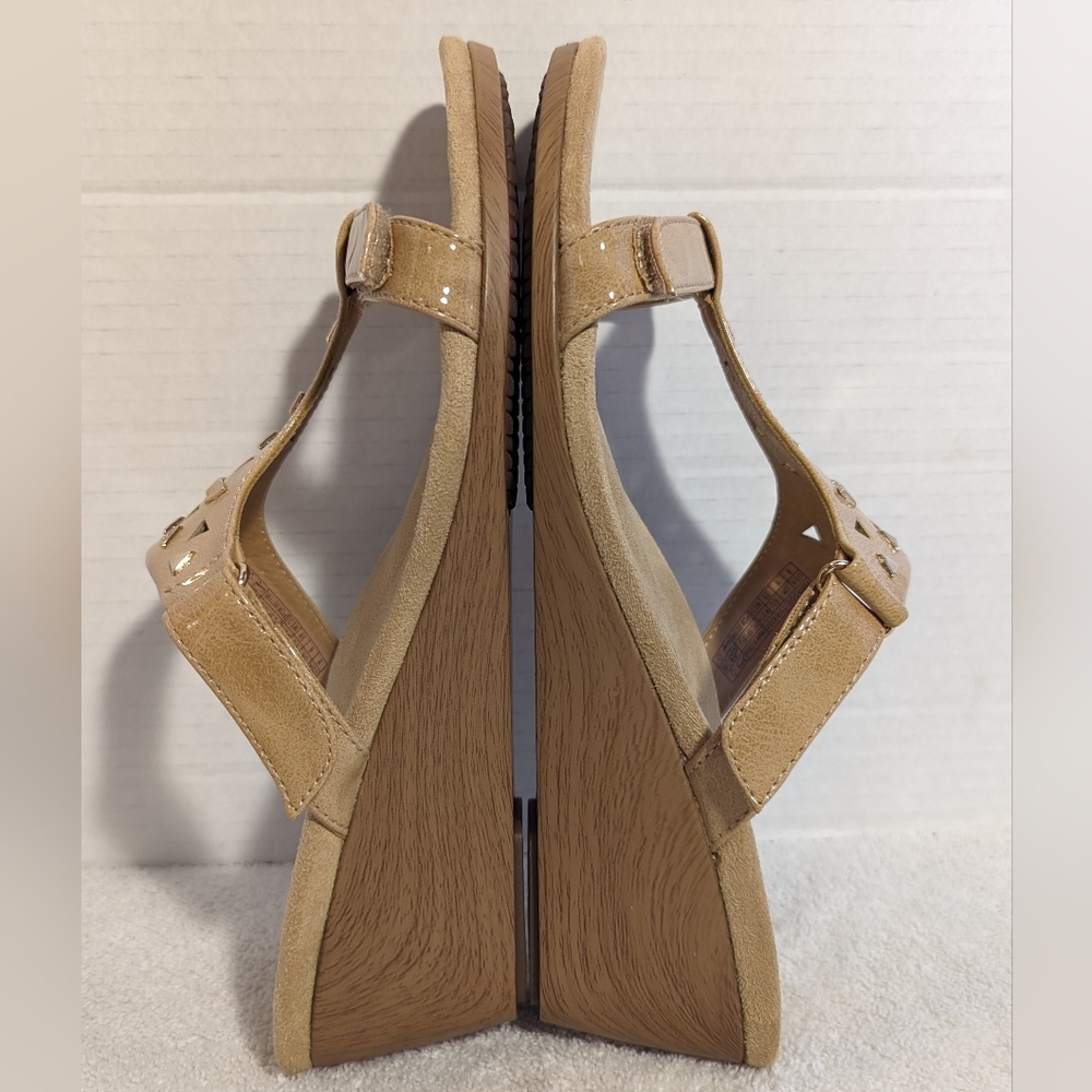 Vionic Tan Wedge Sandals with Stud Accents - Picture 15 of 15